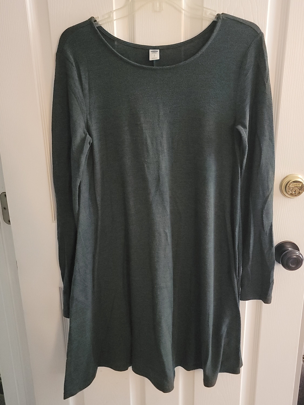 Women's Dark Green Long Sleeve Swing Dress